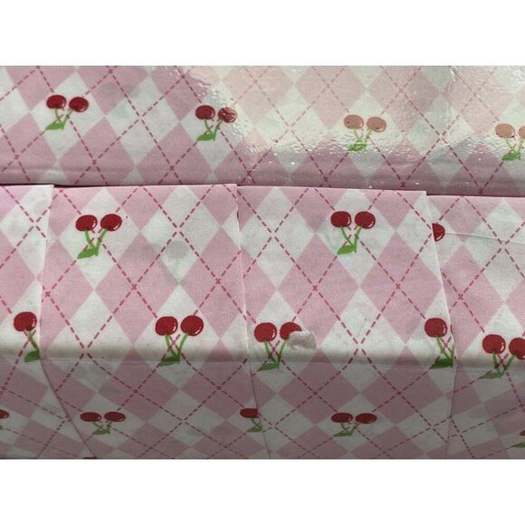 6 Piece Juicy Couture CHERRIES Cherry Argyle Pink Sheet Set King Size NEW - Picture 15 of 15